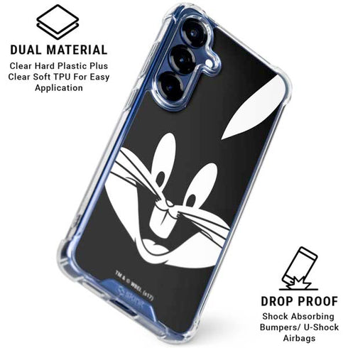 Looney Tunes Bugs Bunny Plain Black and White Galaxy S25 Clear Case